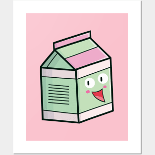 Cute Green Pink Milk Box Posters and Art